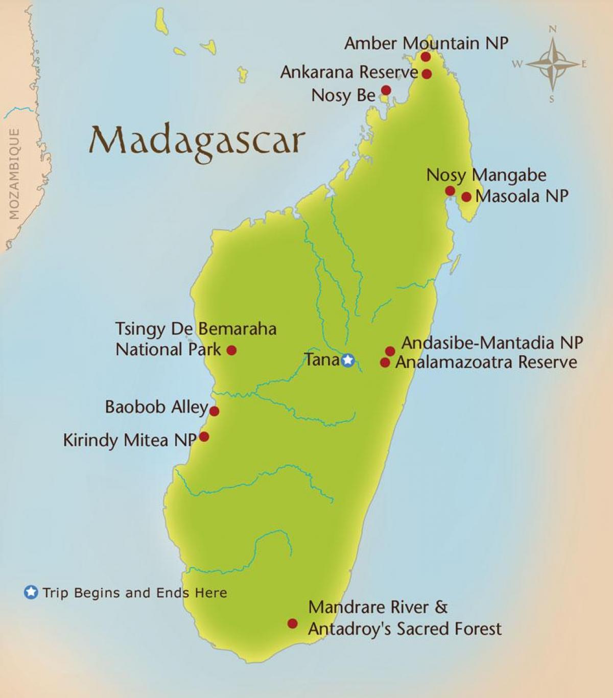 mapa Madagaskar horách