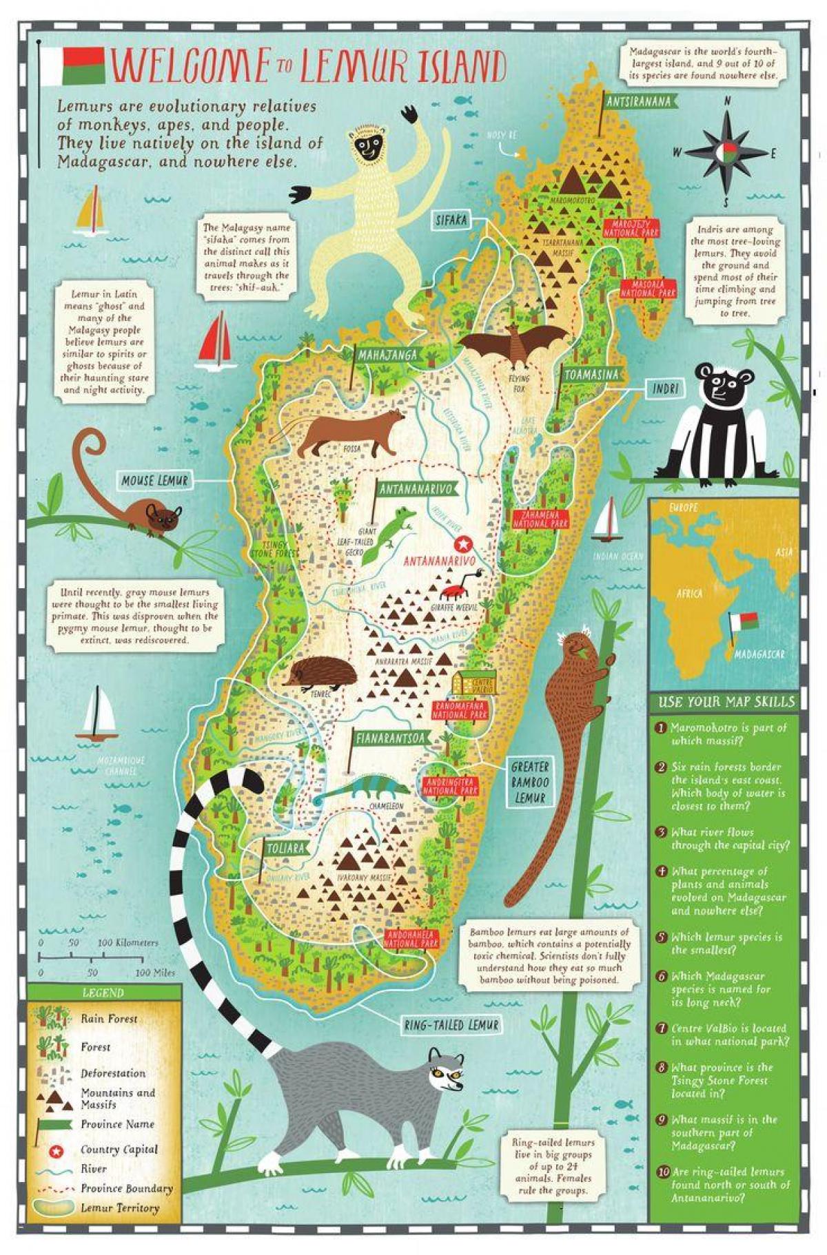 mapa Madagaskar mapu pre deti