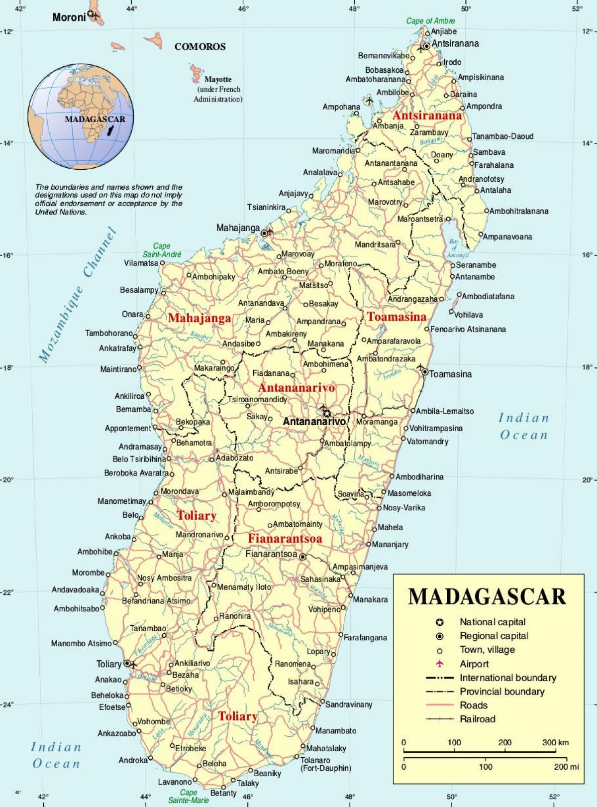 Madagaskar mapu s mestá