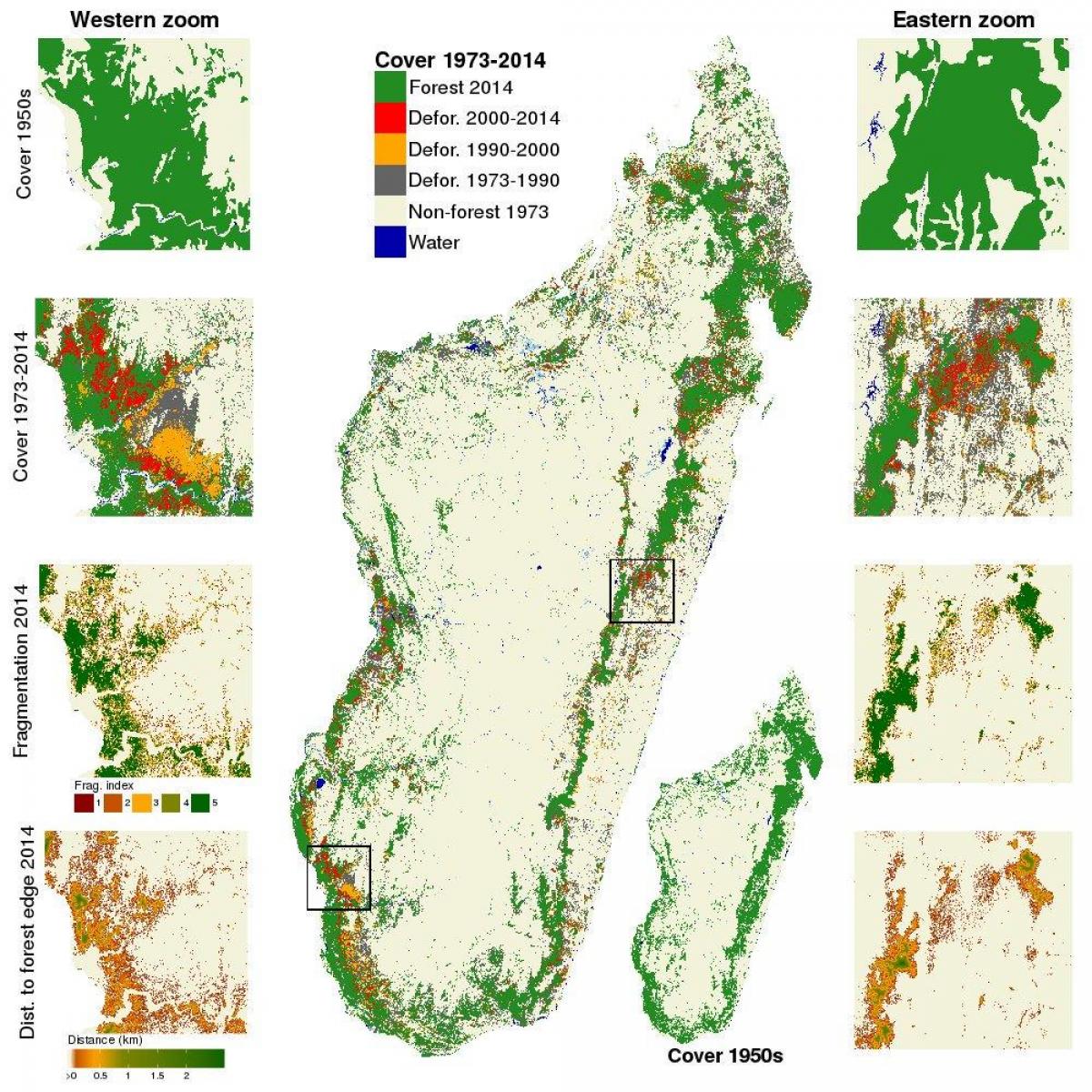 mapa Madagaskar odlesňovania