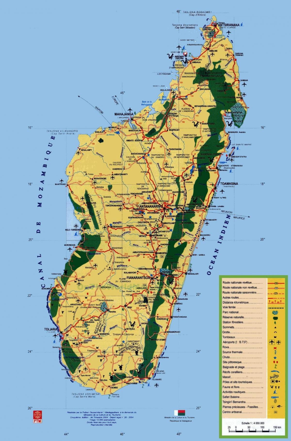 Madagaskar turistické atrakcie mapu