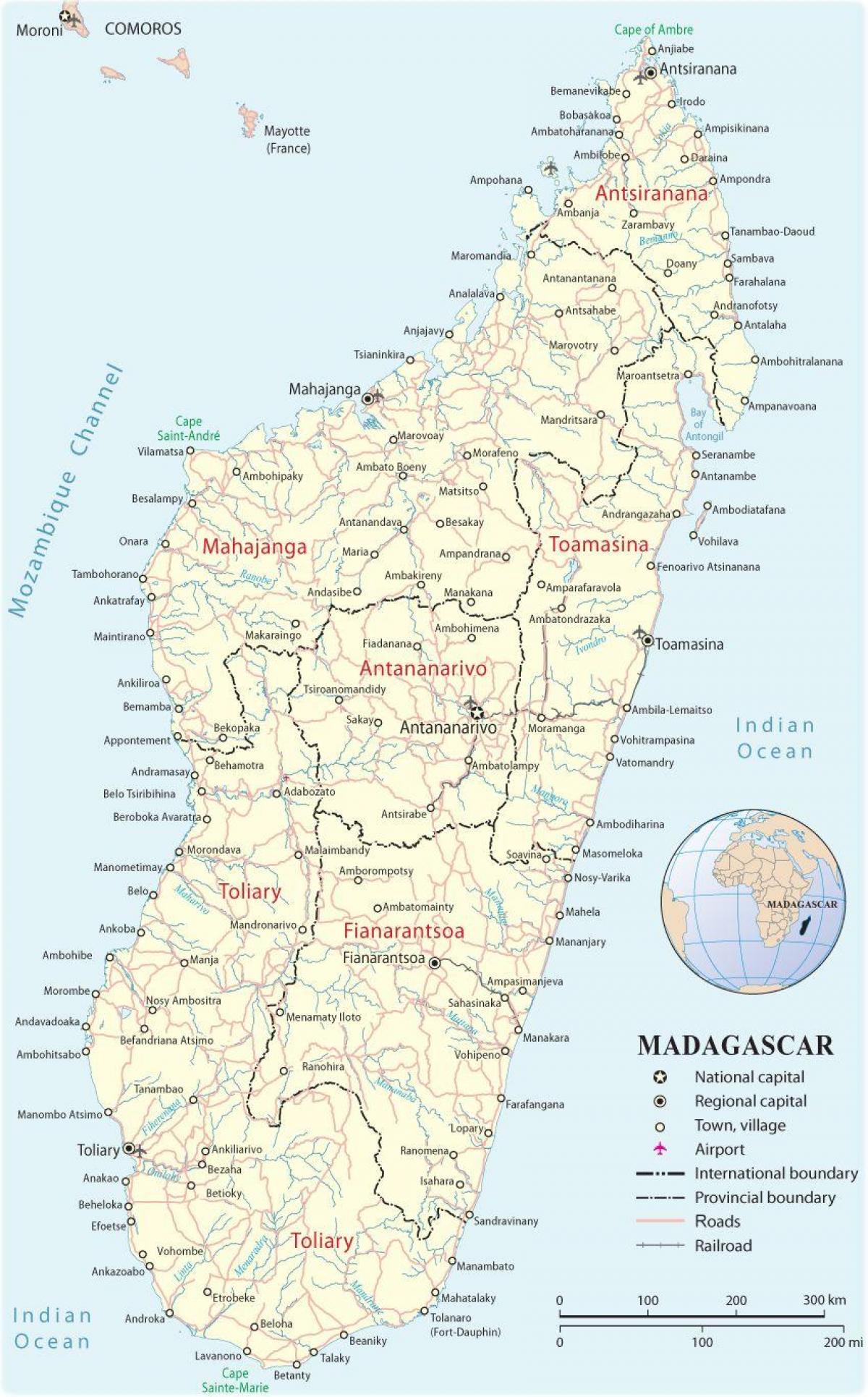 mapa Madagaskar letiská