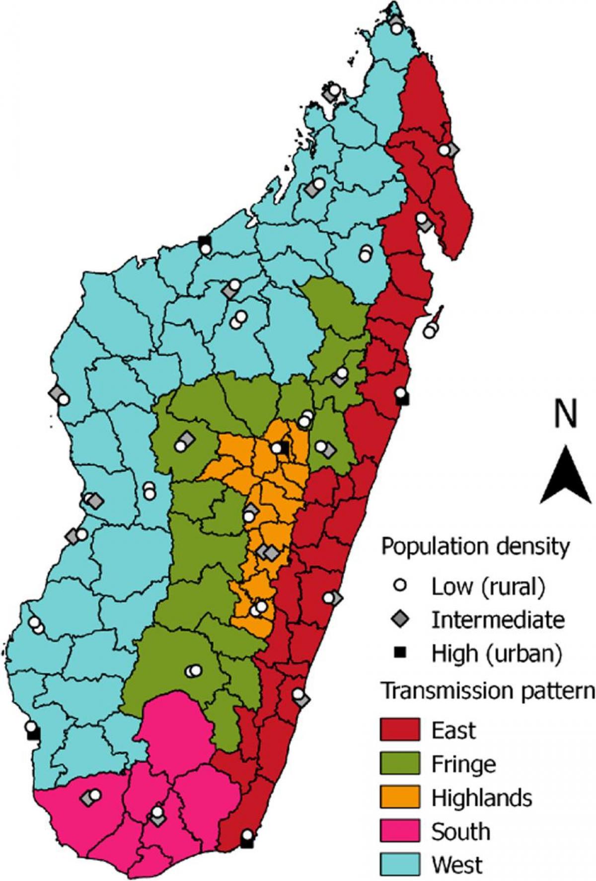 malária Madagaskar mapu