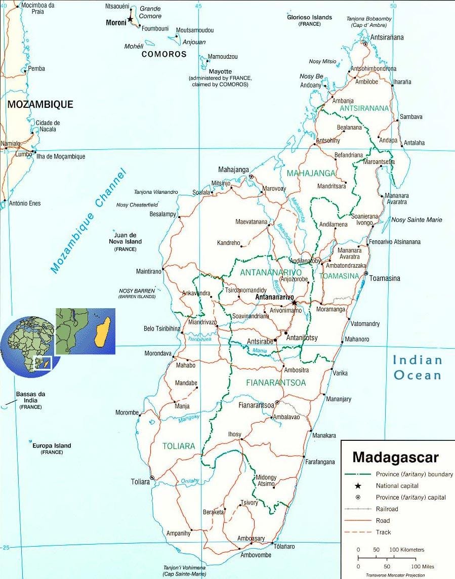 mapa Madagaskar rieka