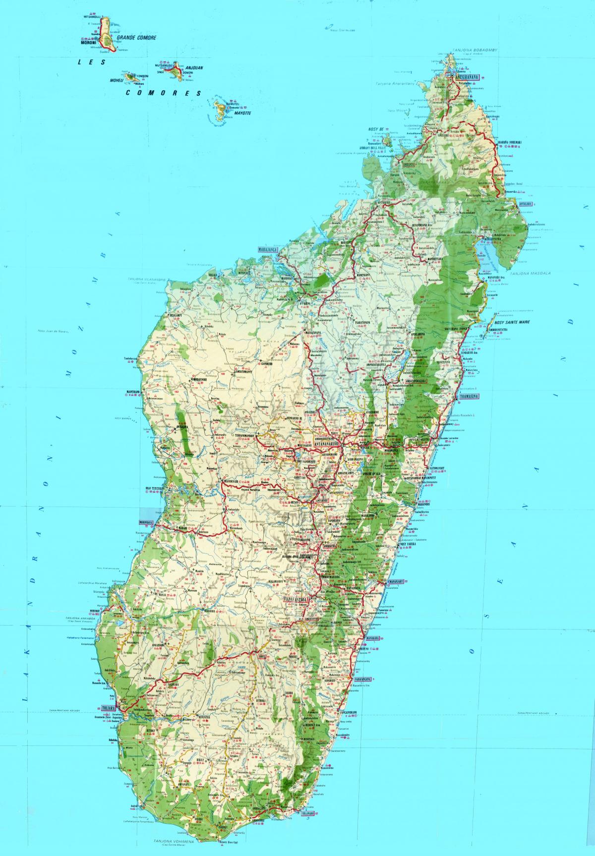 mapa Madagaskar topografické