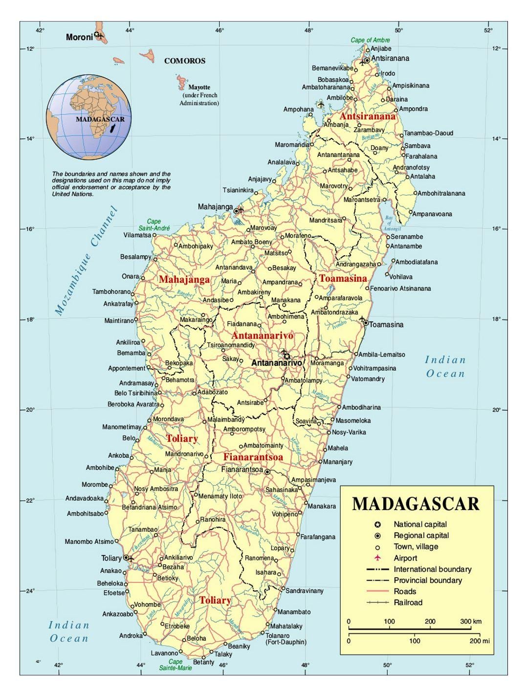 podrobná mapa Madagaskar