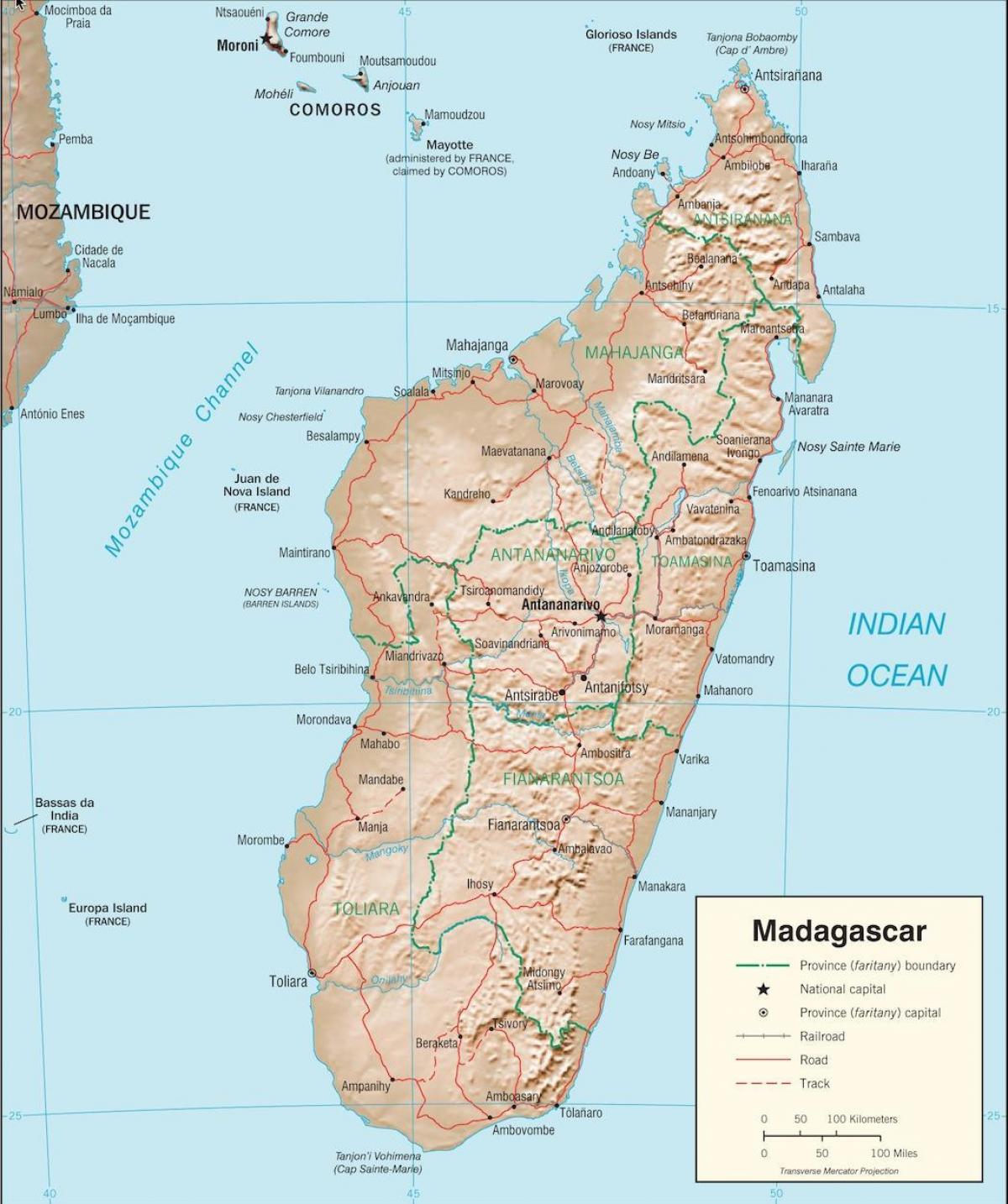 Madagaskar krajiny mapu