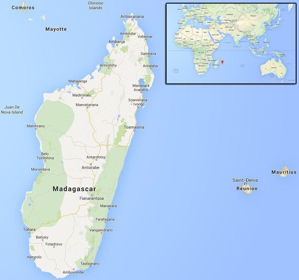 mapa ostrovov v blízkosti Madagaskar