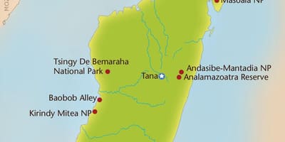 Mapa Madagaskar horách