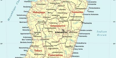 Madagaskar mapu s mestá