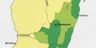 Madagaskar hustota obyvateľstva mapu