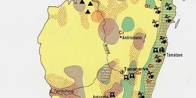Mapa Madagaskar prírodných zdrojov